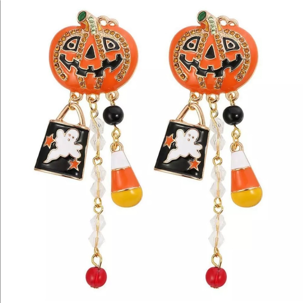 Halloween Scary Pumpkin Ghost Gorgeous Earrings